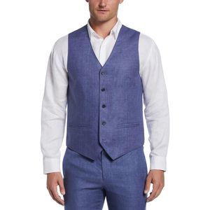 Cubavera Mens Delave Navy Slub Sleeveless Formal Suit Vest Plus NWT